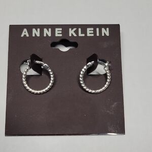 Anne Klein Twisted Silver Hoop Earrings